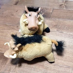 Two Vintage Pumba the Warthog Mini Plush Toys Disney Lion King Stuffed A…